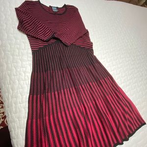 Red striped sweater dress